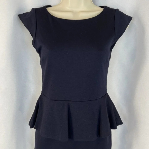 Alice + Olivia Employed Navy Blue Peplum Dress $264 - Picture 3 of 13